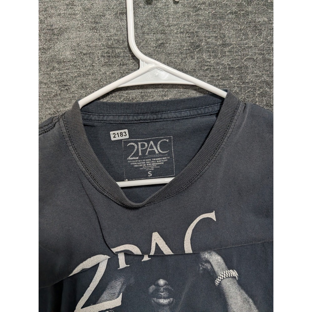 2Pac Tupac Shakur Graphic T-Shirt Mens Small Faded Black Hip Hop Streetwear Tee - Picture 5 of 5